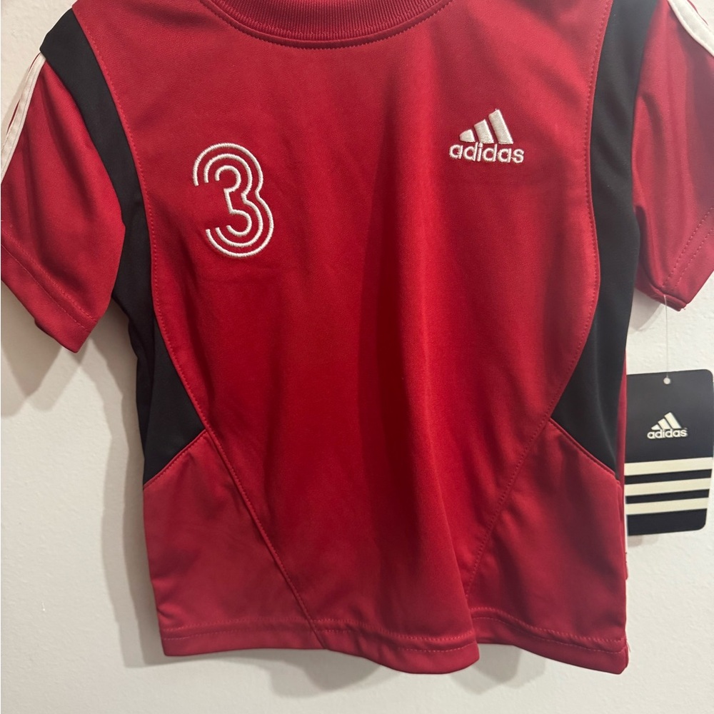 Adidas Kids' Red and Black Tracksuit
